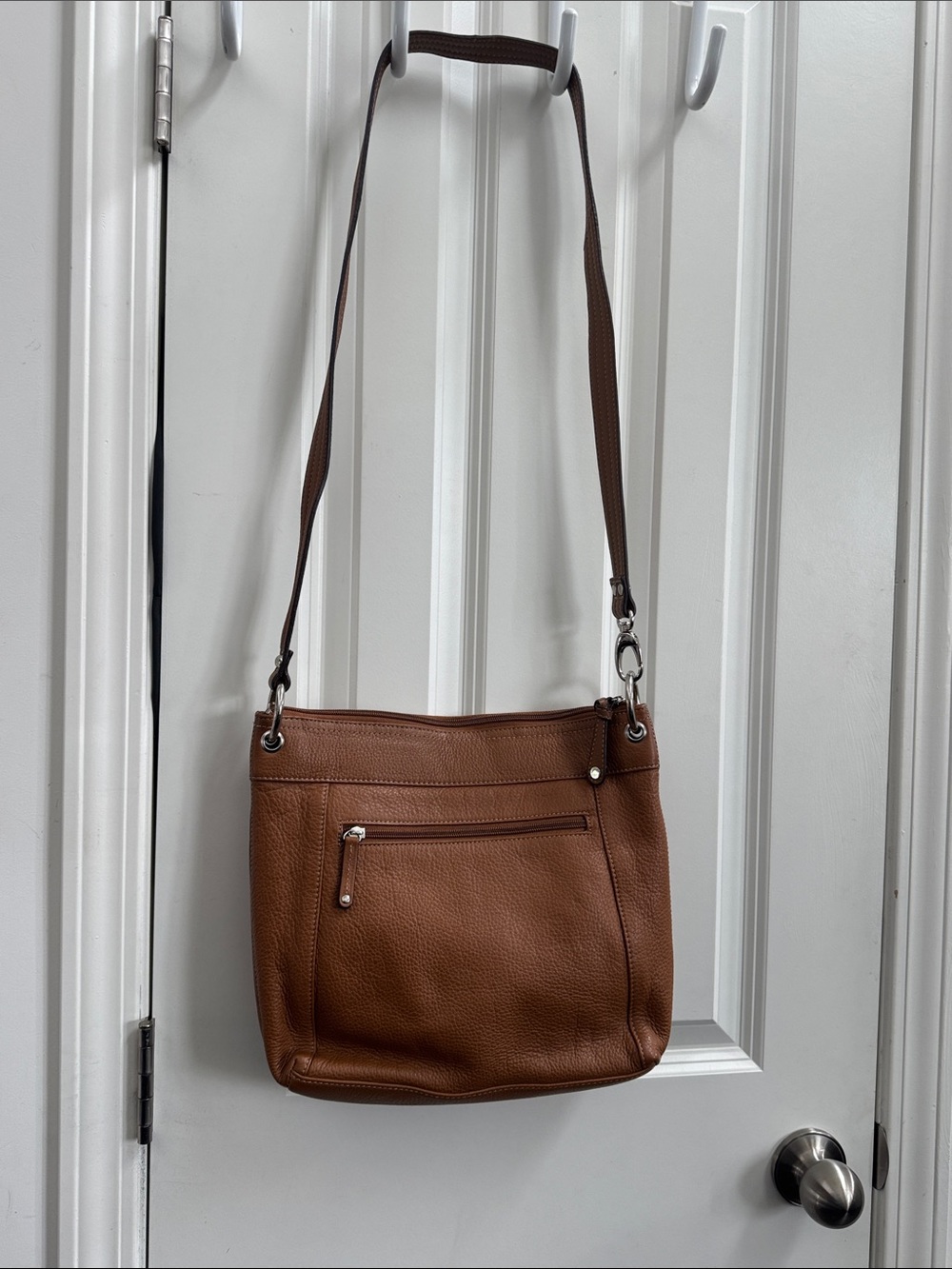 Tignanello Cognac Brown Leather Crossbody with Dual Front Zips - Picture 10 of 10